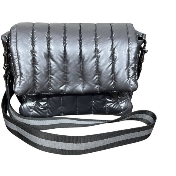 THINK ROYLN The Bar Bag with Crossbody Strap Metallic Gray NWOT - Picture 1 of 10
